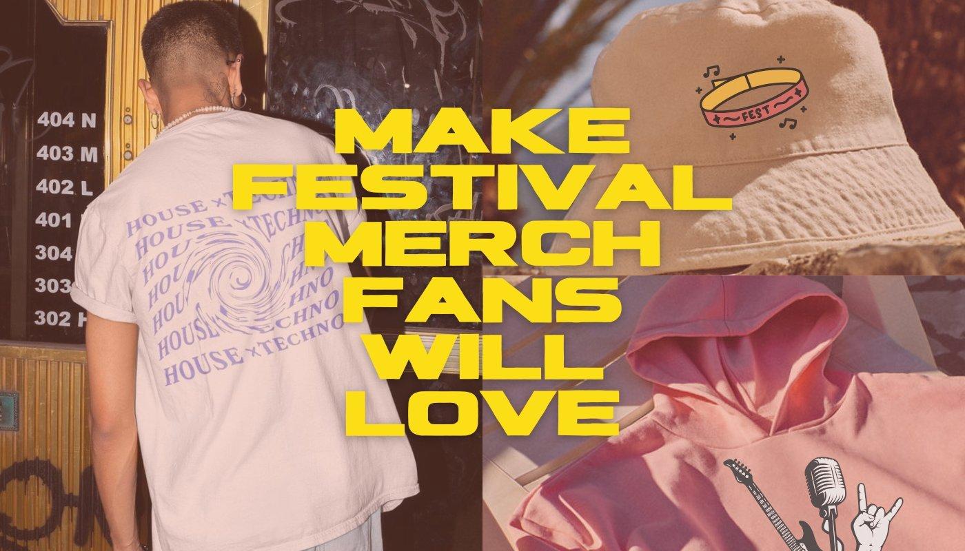an assortment of festival merch products fans can buy